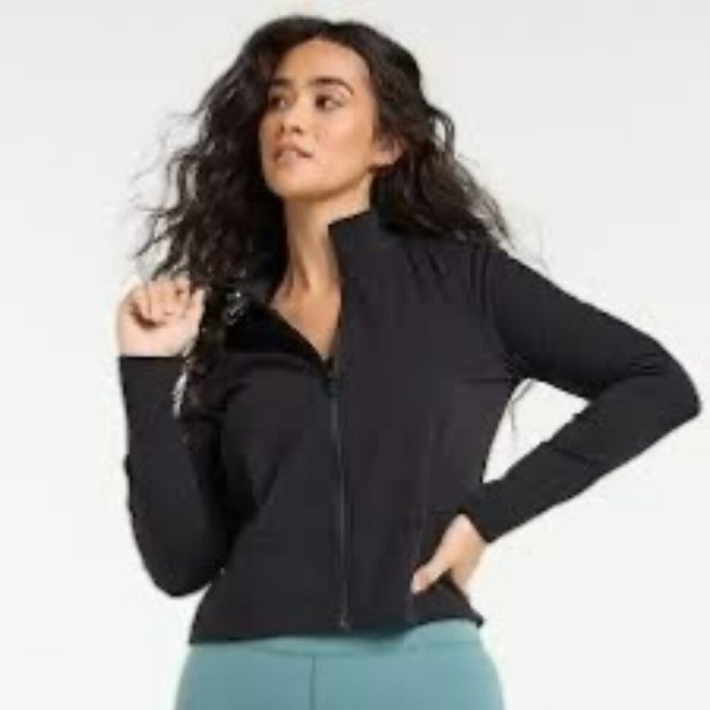 FLX Womens Black Zip-Up Jacket Travel/Leisure Nylon/Spandex S